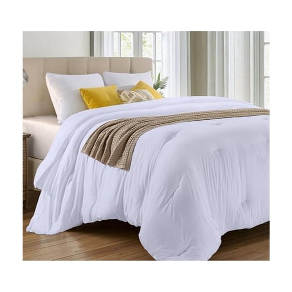 Queen Size Comforter for All Seasons, Down Alternative with Corner Tabs Machine Washable 88 x 88 Inches, White