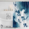thumbnail image 3 of Navy Blue Fish Shower Curtain, Waterproof Shower Curtains for Bathroom, Nautical Coastal Summer Ocean Modern Art Washable Fabric Bathtub Curtain Set Bath Decor with 12 Hooks Long 72"x84", 3 of 8