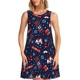 thumbnail image 1 of Bixox Robe Sans Manches à Motif Imprimé pour Femmes avec Poches, Robe Décontractée Longueur Genou pour l'Été-TG, 1 of 7