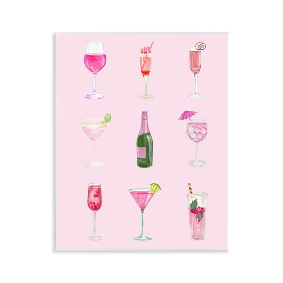 Stupell Industries Various Pink Drinks Food & Beverage Painting Unframed Art Print Wall Art, 11 x 14