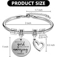 thumbnail image 3 of Pulseras para Mujer Acero Inoxidable - Joyería Inspiradora con Cita, Brazalete Ajustable, Collar de plata, Regalos de Graduación para Mujer, Regalo para Novia, 3 of 4