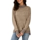 thumbnail image 1 of Blusa de mujer manga larga cuello alto ajuste casual blusa de puño de bloque de color caqui XL, 1 of 8