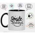 thumbnail image 3 of Inkdotpot Smile Always 11oz CeramicCoffeeMug Positive Inspirational Quotes Gift For Employee Boss Coworkers -Black, 3 of 6