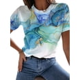 thumbnail image 1 of Julycc Women Floral Print Crew Neck Short Sleeve T-shirt Casual Loose Top Blouse, 1 of 2