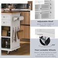 thumbnail image 5 of Modern Kitchen Island Cart, Rubber Wood Desktop with Spice Rack, Towel Rack, Drawers, 5 Wheels Including 4 Lockable Wheels for Kitchen Room, Dining Room, 52.8inch Width, White, 5 of 7
