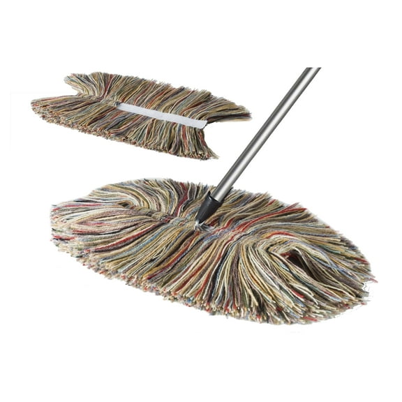 Sladust Big Wooly Multicolored All Wool Floor Dust Mop With Metal Handle And Replacement Head