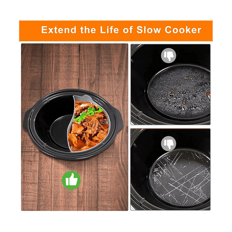 Lineware Slow Cooker Divider Liners for 6-8 QT Crockpot, Silicone