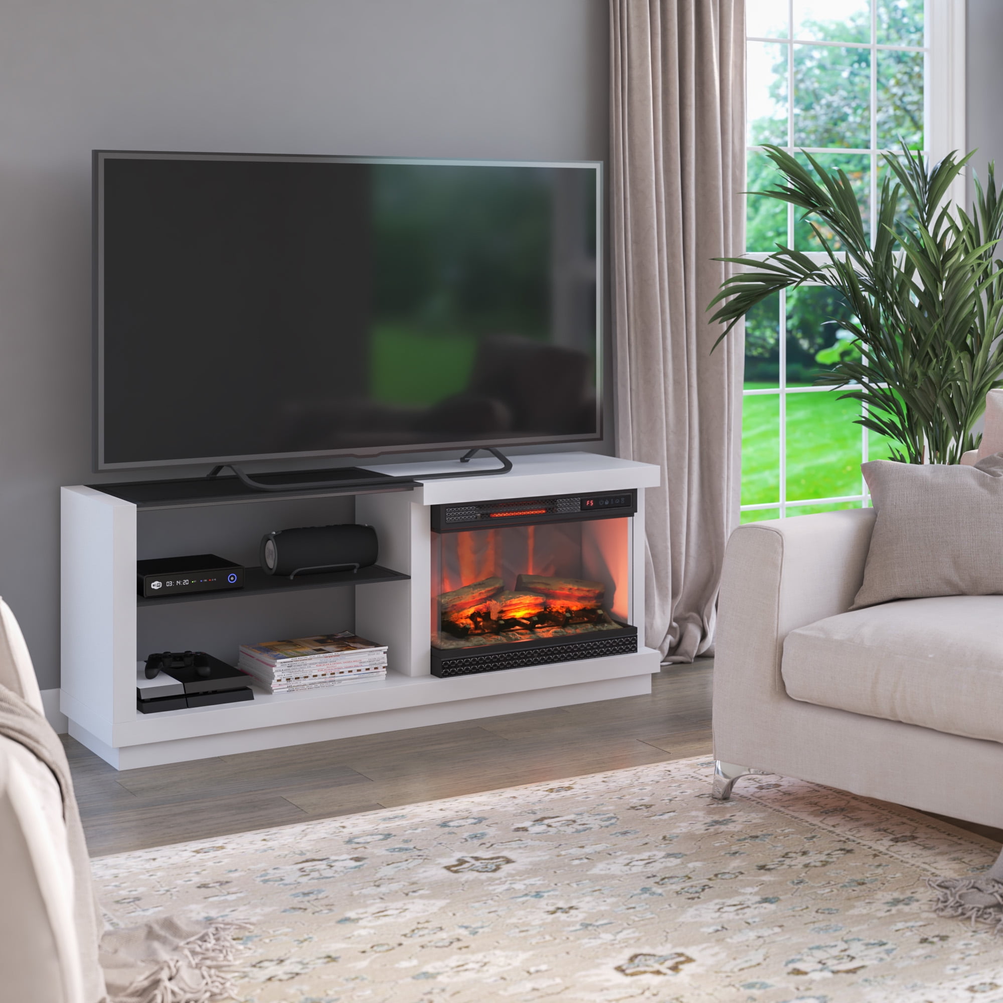 Twin Star ClassicFlame PanoGlow Electric Fireplace TV Stand for TVs up