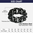 thumbnail image 6 of Bandmax 10MM Wide Black Stainless Steel Men Rings Hip Hop Cuban Chain with Skull Band Ring for Women Men Trendy Minimalist Ring for Gift, 6 of 7