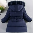 thumbnail image 4 of Ruyang Winter Puffer Jackets for Girls Cinched Waist Furry Hooded Dress Parka Coat Pearl Padded Warm Long Zip Up Outwear, 4 of 4