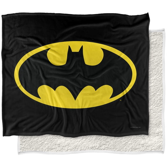 LOGOVISION Batman Blanket, 50 inx60 in, Classic Logo Silky Touch Sherpa Back Super Soft Throw Blanket