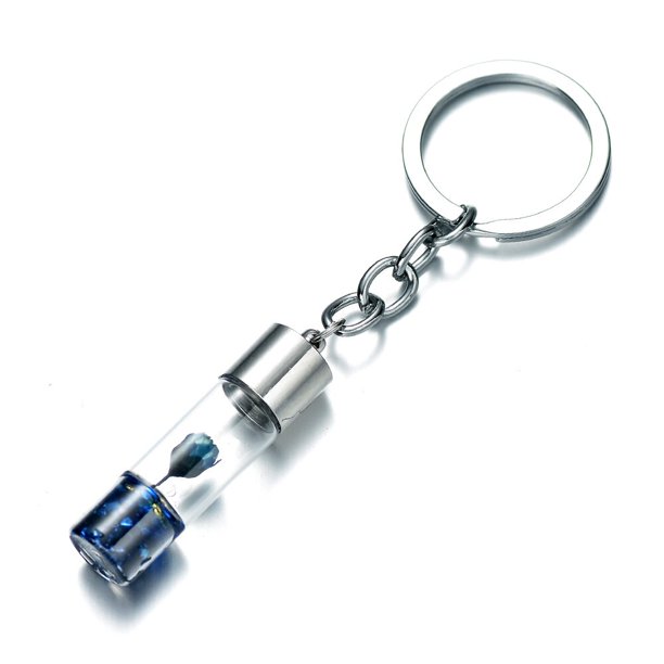 LLavero de flores eternas naturales a la moda, llaveros de plantas de flores secas, llaveros de botella de los deseos, llavero, accesorios para bolsos de mujer Deng Xun unisex