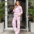 thumbnail image 3 of Glofpot Womens Casual Tracksuit, Turtleneck Sweatshirt & Wide Leg Pants Women Two Piece Set, Plus Size Sweat Shirt & High Waist Pants, Drawstring Jogging Set, for Casual Daily Travel, Pink Cow Bow, 3 of 8