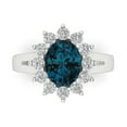 thumbnail image 2 of 1.76ct Round Cut Blue Natural Sky Blue Topaz 14k White Gold Engraving Statement Bridal Wedding Halo Designer Ring Size 10.75, 2 of 7