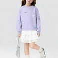 thumbnail image 5 of Miluxas Girl's Sweatshirt - Graphic Bow Print Crewneck Drop Shoulder Pullover Tops Purple 4-5 Years, 5 of 5