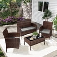 thumbnail image 2 of UDPATIO 4 Pieces Patio Furniture Sets,Outdoor Conversation Sets,Brown PE Rattan Patio Chairs with Table and Loveseat for Balcony, Porch, Backyard（Gray Cushion）, 2 of 8