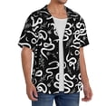 thumbnail image 4 of Vsdgher Hand Drawn Snake Print Men's Wrinkle Free Untucked Cuban Shirt Business Casual Button Down Shirts Short Sleeve Shirt, 4 of 7
