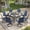 Black-Blue, variant on Vicllax 5-Pcs Round Outdoor Patio Dining Set Table and Chair Modern Style Metal, with Umbrella Hole