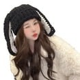 thumbnail image 2 of CSChome Knitted Hat Women Winter Hat Long Bunny Ear Decor Knitted High Elasticity Warm Thick Soft Ear Protection Solid Color Windproof Slip, 2 of 7