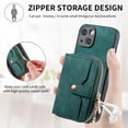 thumbnail image 6 of for iPhone 13 Wallet Case, Crossbody Phone Purse with Card Holder for Women, Zipper PU Leather Carrying Cover Gift with Shoulder Strap Kickstand Anti-drop for iPhone 13 - Green, 6 of 10