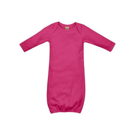 - Kavio IIC0585 Infants Interlock Lap Shoulder Long Sleeve Gown-Hot Pink-3m