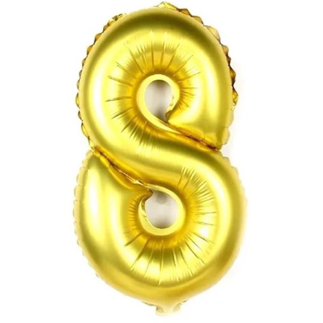 GLOBO METALICO DE NUMERO OCHO GIGANTE 80CM DORADO NEONMANIA CHC-40 8GL