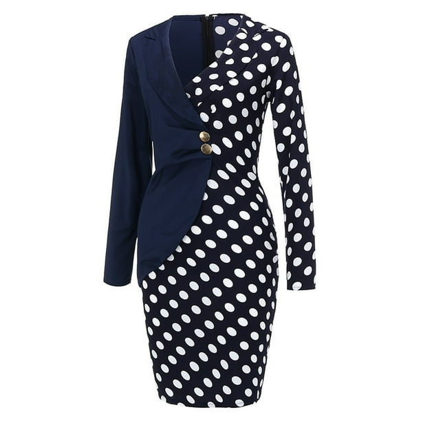 Vestido Formal de trabajo informal con botones de manga larga y