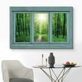 thumbnail image 2 of wall26 - Vintage Teal Window Looking Out Into a Green Forest and The Sun - Canvas Art Home Art - 12"x18", 2 of 5