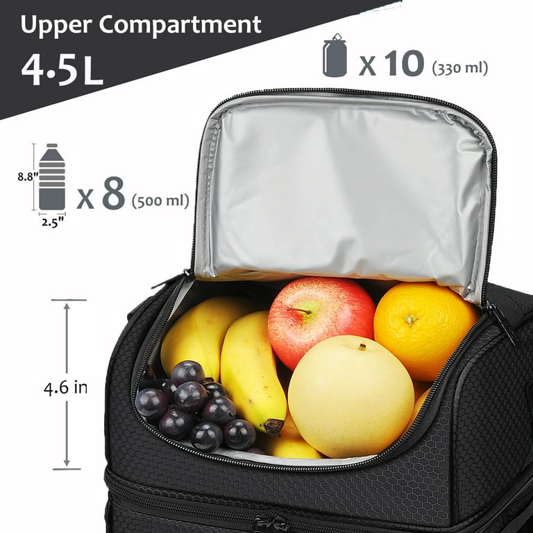 Tirrinia Extra Large Lunch Bag - 13l/ 22 Can, Insulated & Leakproof Adult Reusable Meal Prep Bento Box Cooler Tote for Men & Women with Dual