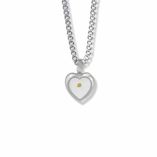 Singer 11/16 Inch Sterling Silver Mustard Seed Heart Necklace