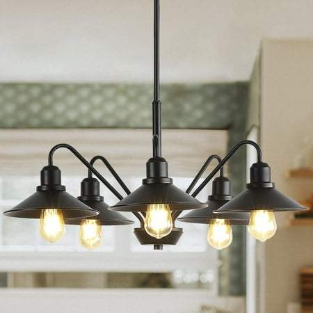 

Cole 27 5-Light Metal Farmhouse Industrial LED Chandelier Oil Rubbed Bronze