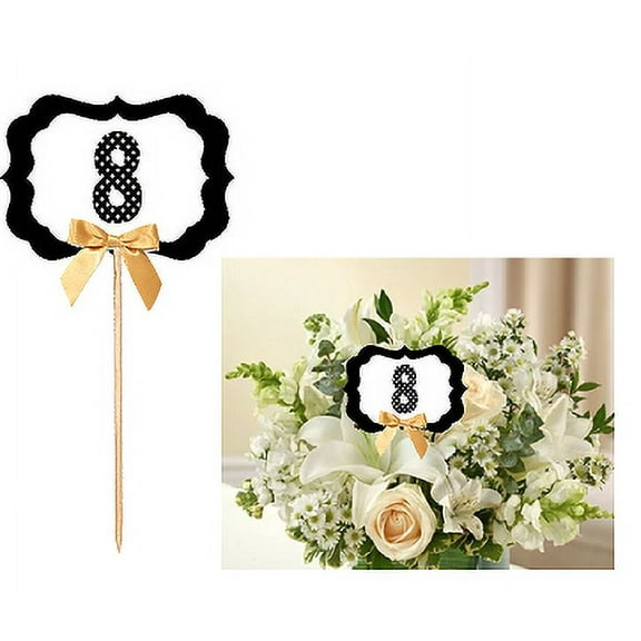 8th Birthday / Anniversary Table Decoration Party Centerpiece Pick - Set of 6