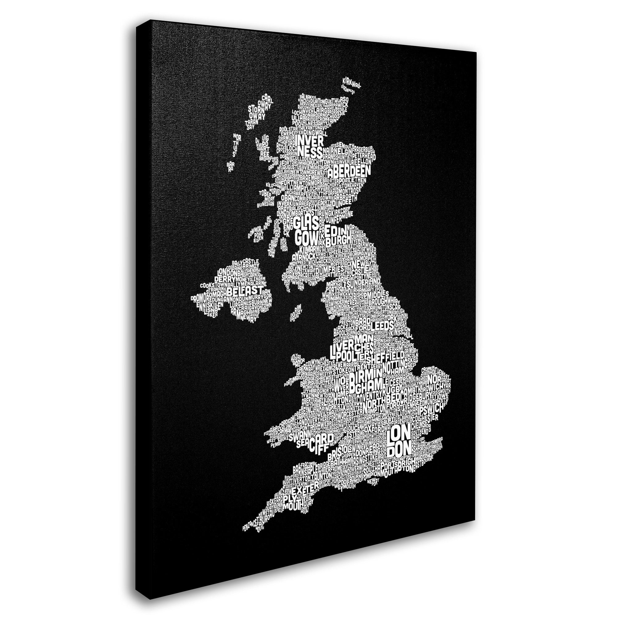 Trademark Art 'UK Cities Text Map 6' Canvas Art by Michael Tompsett