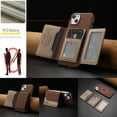 thumbnail image 4 of Allytechgroup Case for Apple iPhone 15, 2-in-1 Detachable Card Holder Magnetic RFID Blocking Wallet Shell [Compatible with MagSafe] Stand PU Leather Cover with Credit Card Slots/Cash Slots, Brown, 4 of 13