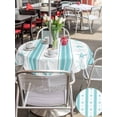 thumbnail image 5 of Outdoor Tablecloth with Umbrella Hole for Patio/Picnic/Party/Camping, Aqua Coastal Striped Waterproof Table Cloth Round Cover Washable, Modern Nautical Thin Stripes (Dia 60"), 5 of 9