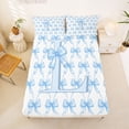 thumbnail image 5 of Erosebridal Blue Bowknot Print Full Size Sheets For Kids,Letter L Initial Themed Bed Sheets 4 Pieces, 5 of 6