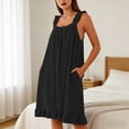thumbnail image 2 of Yeaiivve Nightgowns for Women Sleeveless Ruffle Night Gown Loose Soft Comfy Ladies Sleepwear with Pockets Solid Color Nightdress Black,XL, 2 of 7