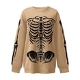 thumbnail image 5 of HUITKMM Chandail pour Femmes Unisexe Mode Imprimé Design Squelette Surdimensionné Longline Sans Capuche Col Rond pour et Mode Urbaine Décontracté, 5 of 5