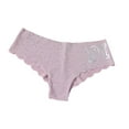 thumbnail image 1 of Qarigey Bragas con letras impresas para mujer, ropa interior amigable con la piel, calzoncillos de seda, cintura baja, ropa interior íntima Ropa interior Púrpura L, 1 of 6