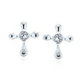 thumbnail image 2 of Bling Jewelry Womens CZ Cross Religious Cubic Zirconia Stud Earrings .925 Sterling Silver, 2 of 6