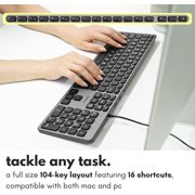 Macally Premium Wired USB C Keyboard with USB Ports (2X USB-A |1x USB-C Ports) - Wired Keyboard- Full Size Type C Connection