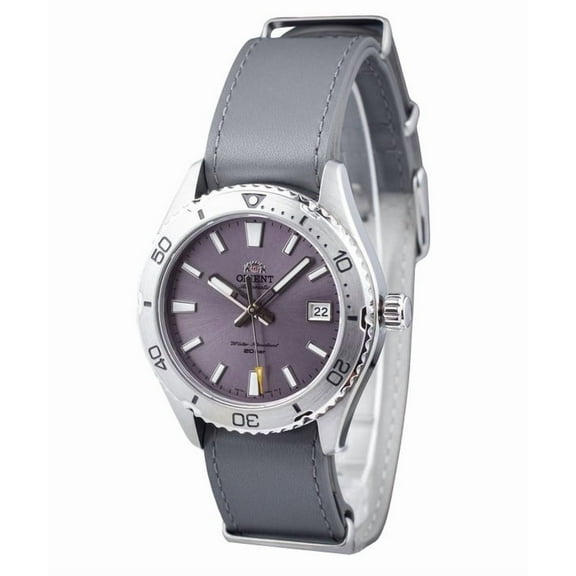 Orient Sports Leather Strap Lilac Dial Automatic Diver's RA-AC0Q07V10B 200M Men's Watch