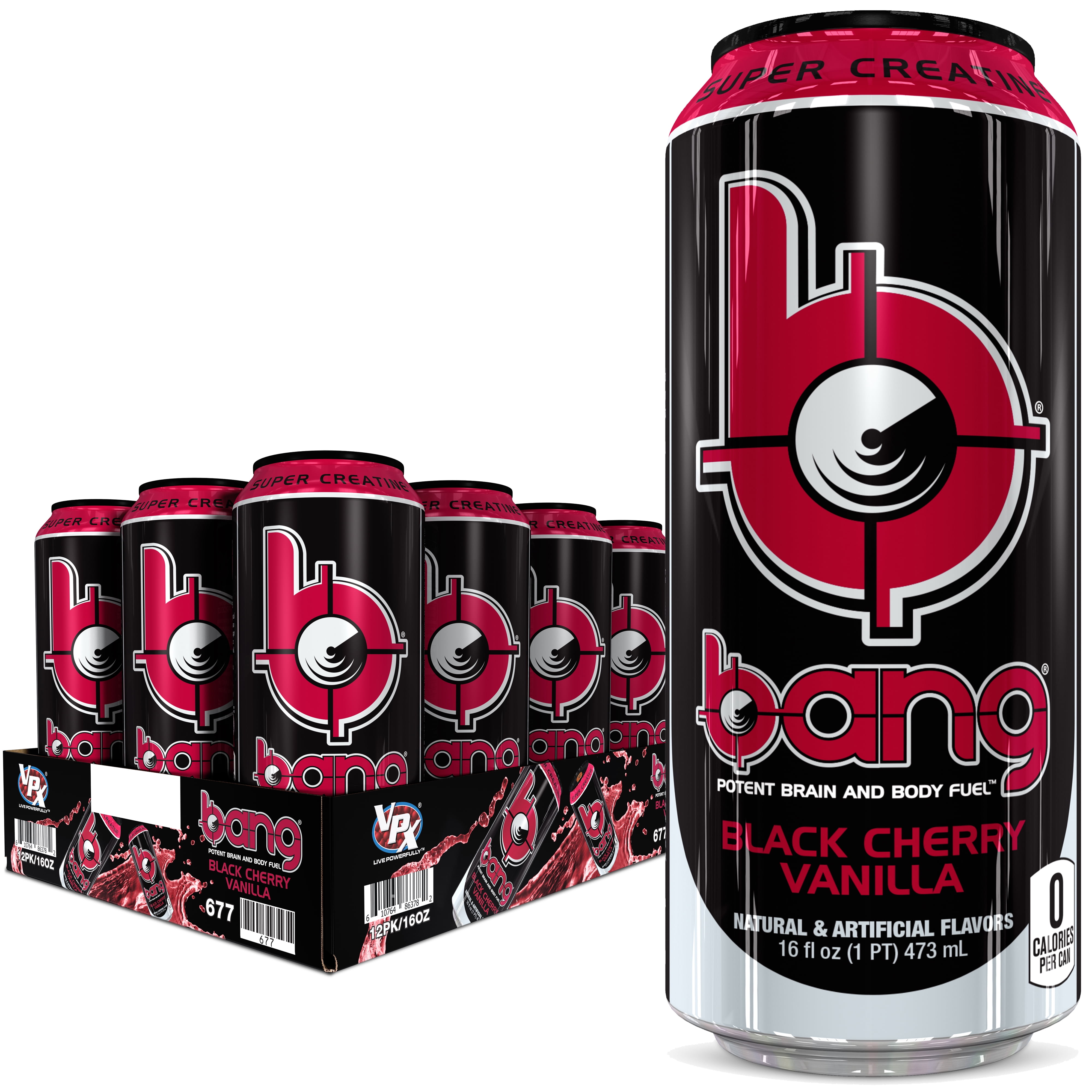 Bang Black Cherry Vanilla Energy Drink With Super Creatine 16 Oz Cans 12 Count Walmart Com Walmart Com