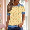 thumbnail image 2 of Levmjia Womens Tops Easter Printed Lapel Short Sleeve Round Neck Waffle Casual Blouse Summer Fashion Polyester Comfortable Loose Fit T Shirt, 2 of 6