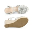 thumbnail image 3 of BLISSFUL STEP Women's Flower Platform Espadrilles Wedge Heel Sandals Silver 9.5, 3 of 6