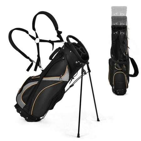 Segmart Water-Resistant Golf Stand Bag 3-Way Top with 7 Pockets Lightweight & Durable Backpack Strap Stand Bag for Men & Women 420D Nylon Black