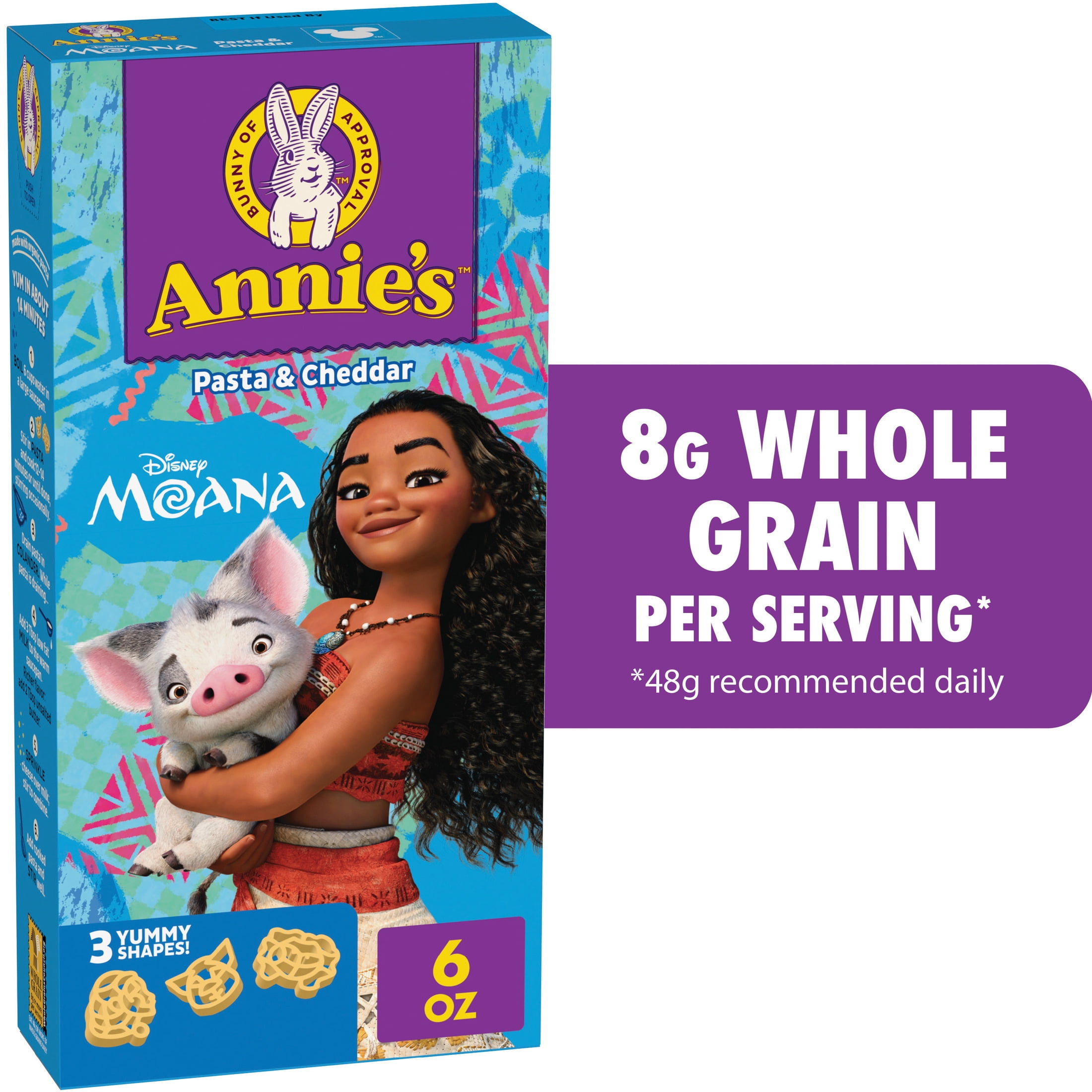 (12 pack) Annie's Disney Moana Pasta and Cheddar Mac and Cheese, Kids Dinner Side, 6 oz