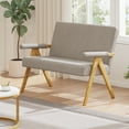 thumbnail image 4 of Gymax Loveseat Sofa Upholstered Sherpa Couch w/Armrests & Wooden Legs for Living Room Gray, 4 of 10