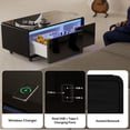 thumbnail image 5 of 41" Smart Fridge Coffee Table, 93L Refrigerator, Bluetooth, Touch Control Panel, 15W Wireless Charger, USB Ports, Speaker, Atmosphere Light, for Living Rooms, Offices, Conference Rooms– Black, 5 of 8