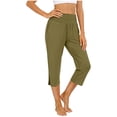 thumbnail image 6 of DAFPZW High Waisted Yoga Pants for Women Side Slit Straight Leg Cropped Pant with Pockets Workout Athletic Capris, 6 of 9